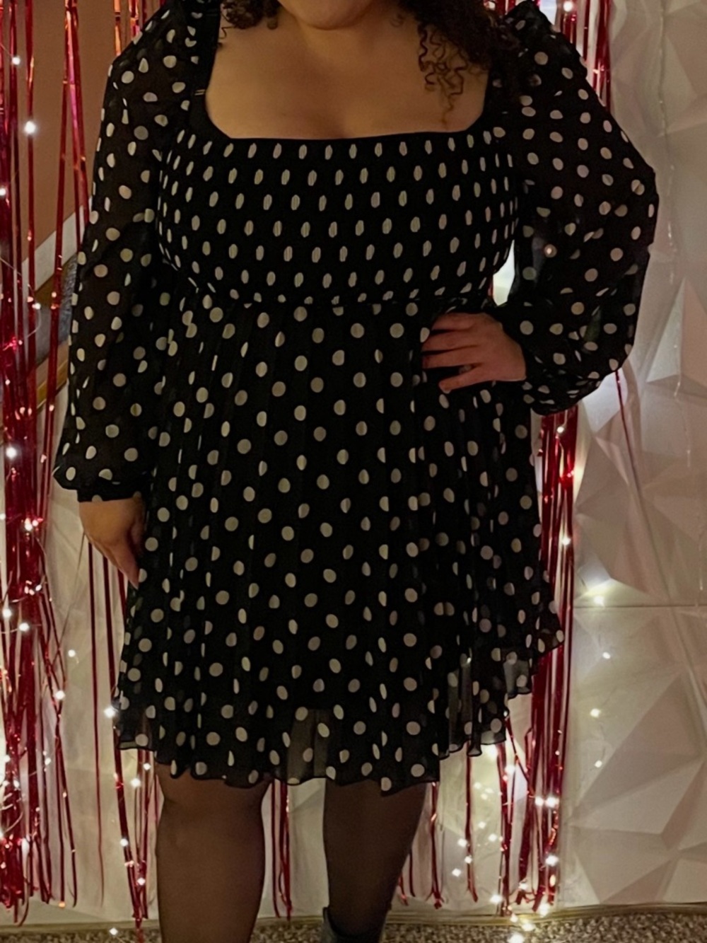ASOS Black and White Polka Dot Mini Dress - Picture 2 of 2